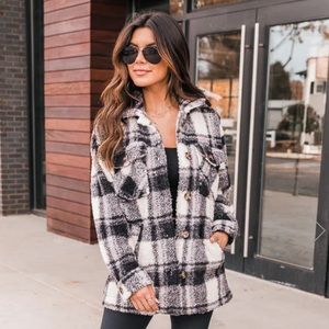 All a Dream Black Pocket Detail Plaid Shacket